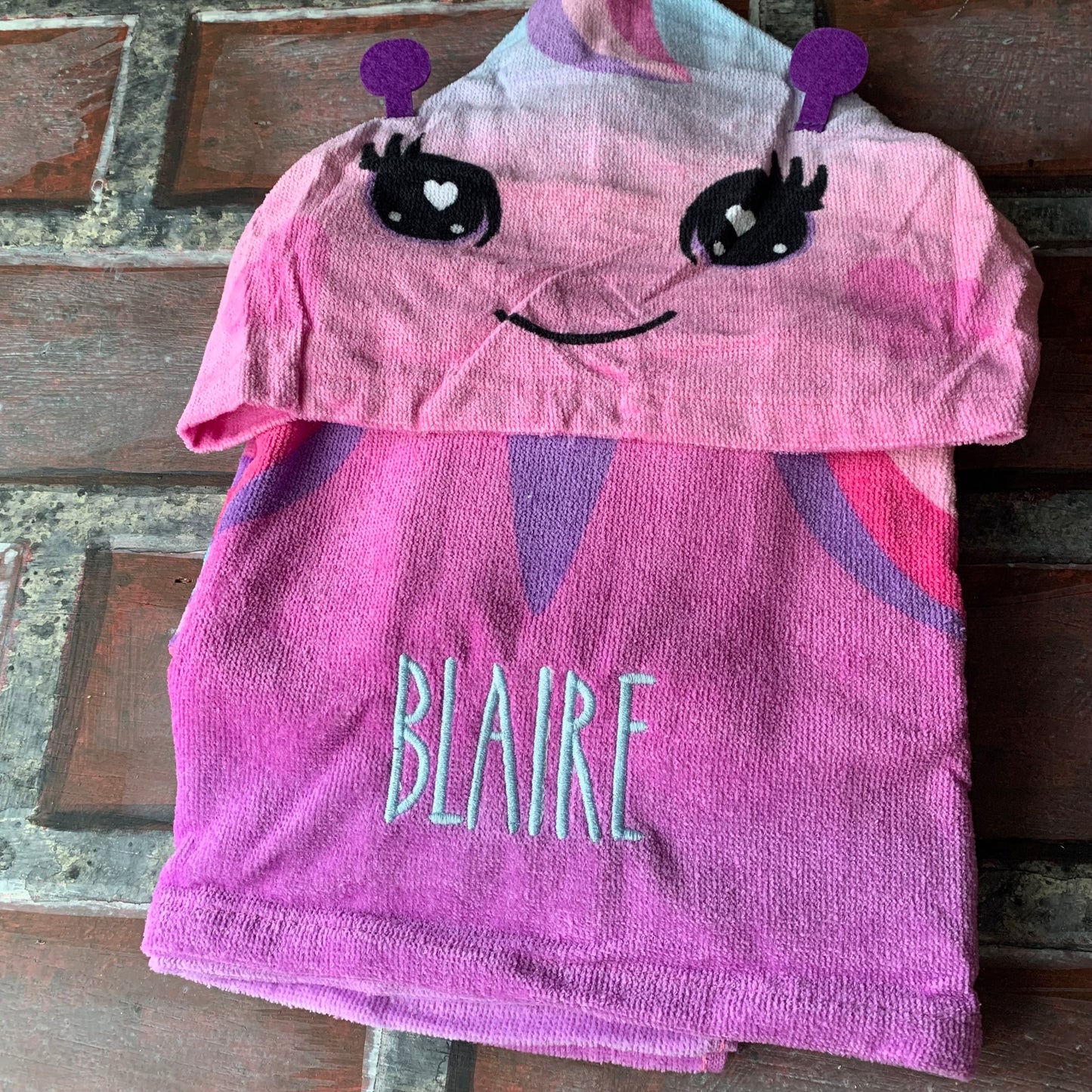 Personalized Butterfly Hooded Towel for Kids | Toddler & Preschool Bath and Beach Towel