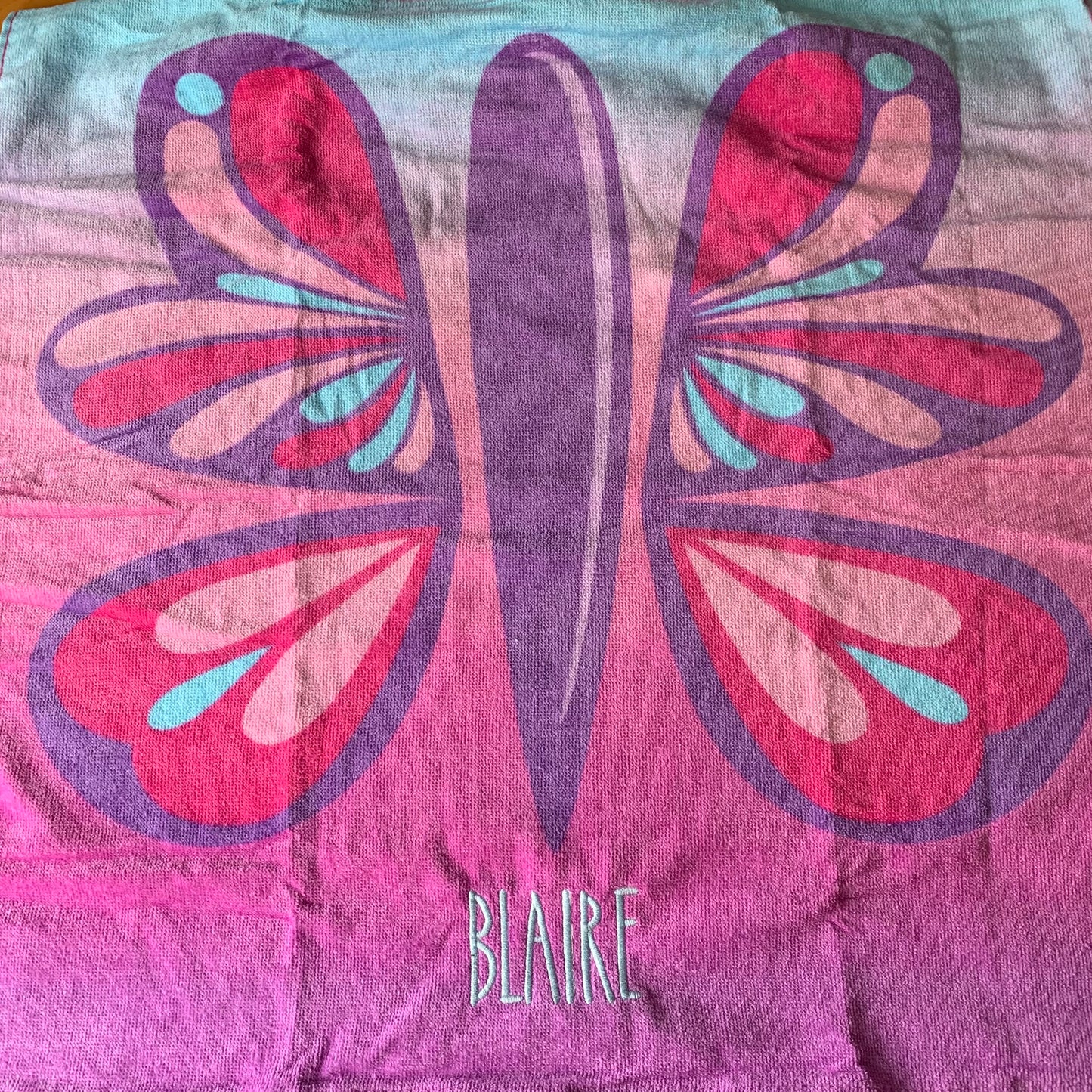 Personalized Butterfly Hooded Towel for Kids | Toddler & Preschool Bath and Beach Towel
