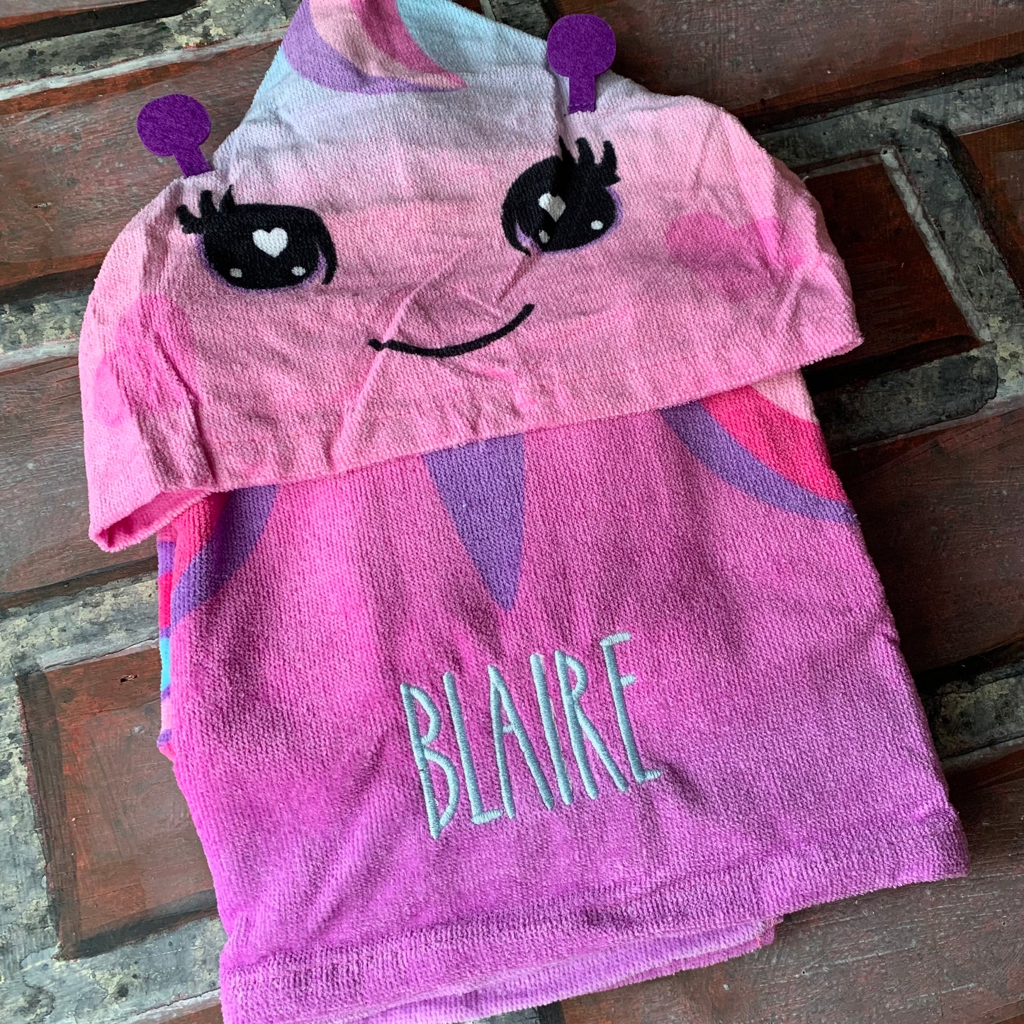 Personalized Butterfly Hooded Towel for Kids | Toddler & Preschool Bath and Beach Towel