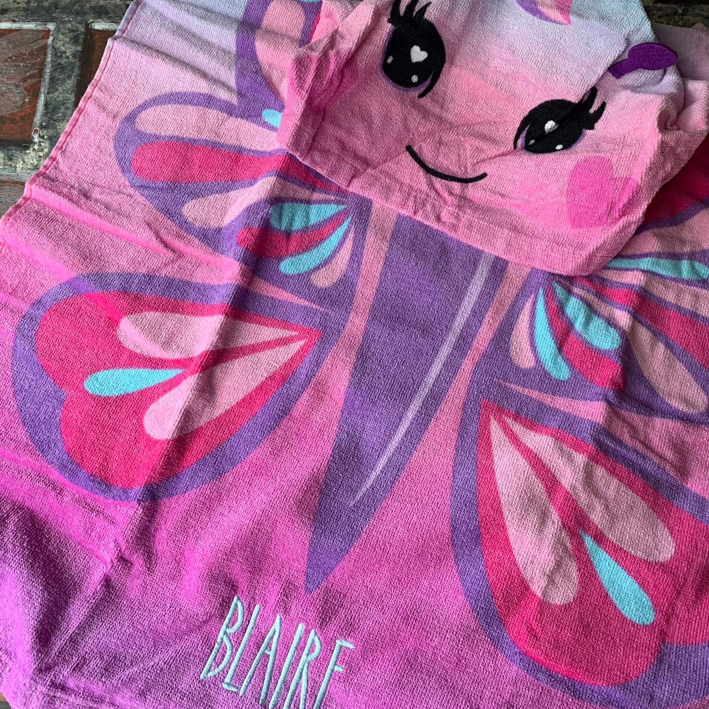 Personalized Butterfly Hooded Towel for Kids | Toddler & Preschool Bath and Beach Towel