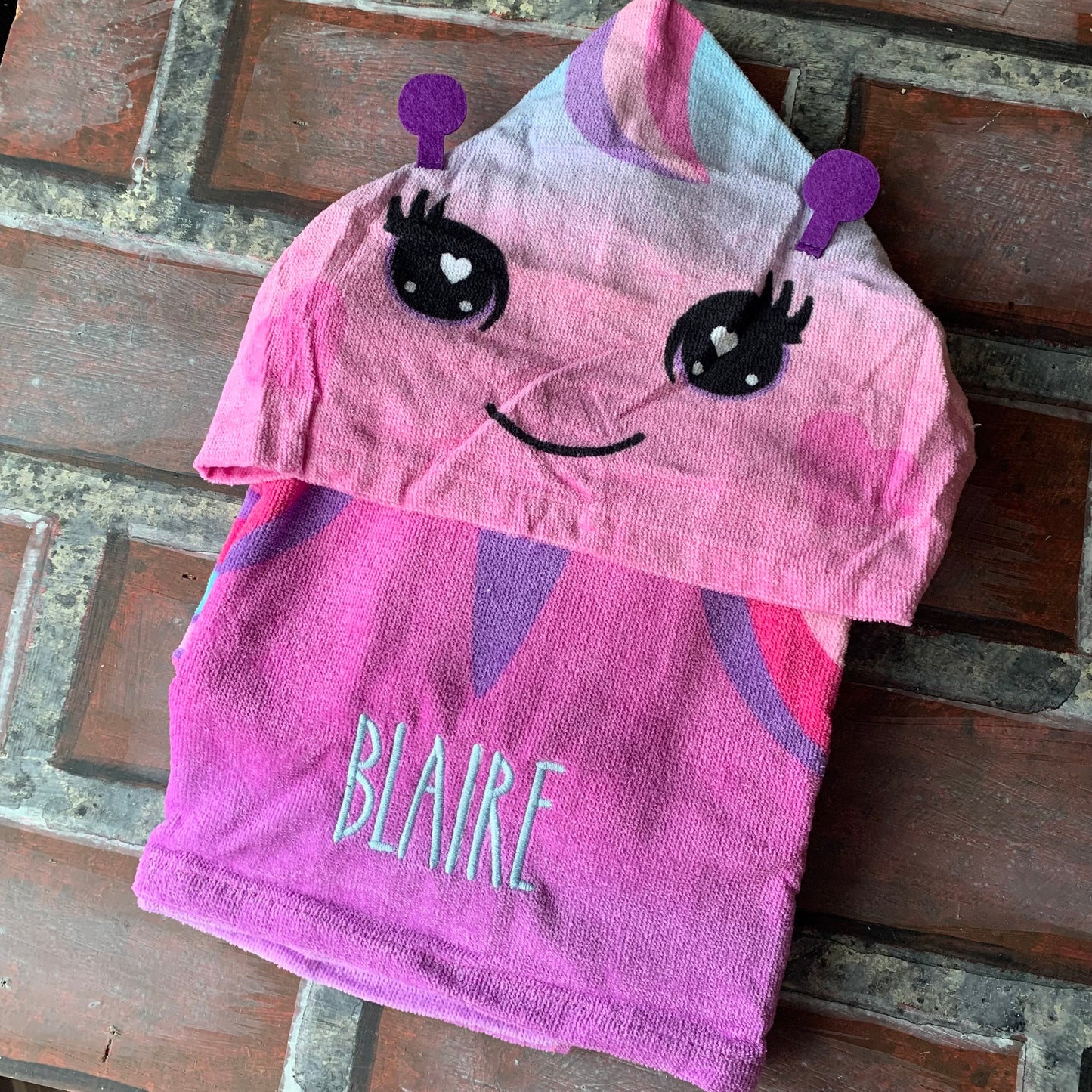 Personalized Butterfly Hooded Towel for Kids | Toddler & Preschool Bath and Beach Towel
